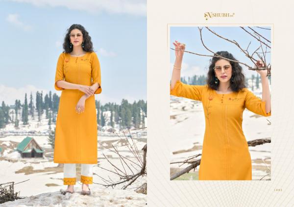 Shubh Nx Allen Designer Cotton Embroidery Kurti With Bottom